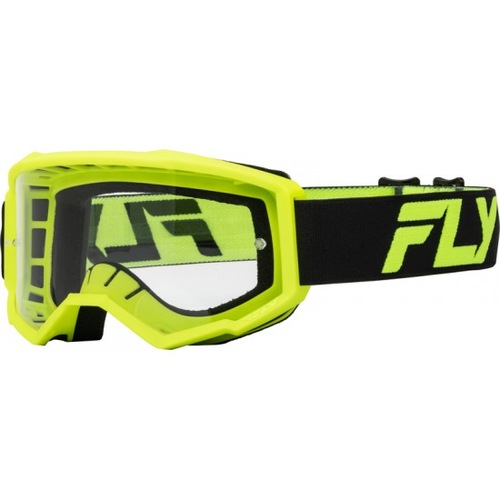 Óculos Fly Racing Offroad Focus Black / Yellow Fluo Lente Transparente