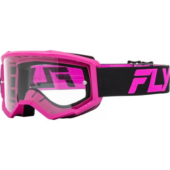 Óculos Fly Racing Offroad Focus Black / Pink Lente Transparente