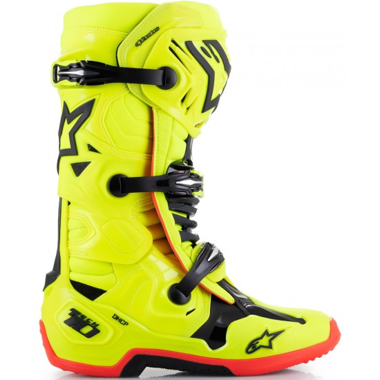 Botas Alpinestars Tech 10 Black, Yellow Fluo, Red Fluo