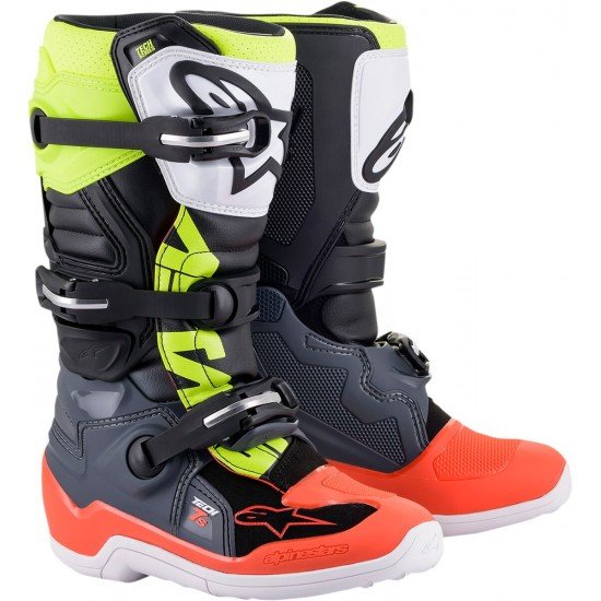 Botas Criança Alpinestars Tech 7s Gray / Fluo Red / Fluo Yellow