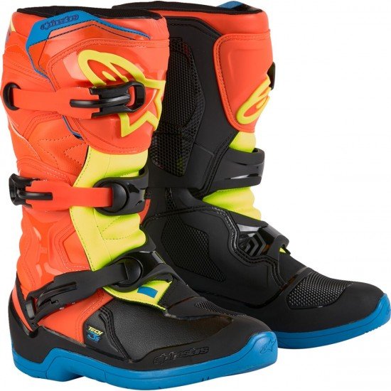 Botas Criança Alpinestars Tech 3S Orange / Blue / Fluo Yellow