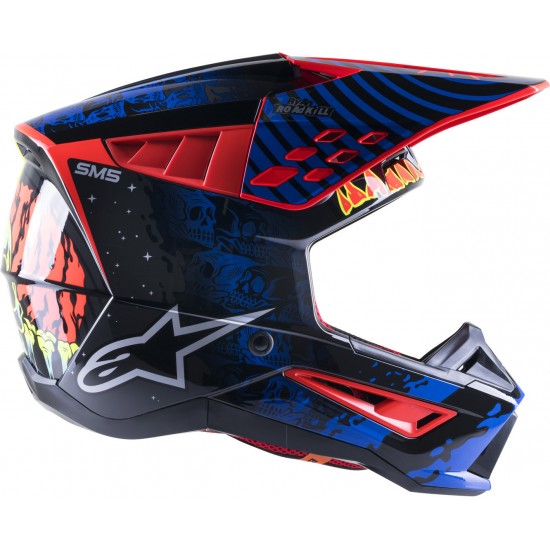 Capacete Alpinestars Sm5 Solar Flare Black / Blue / Fluo Red