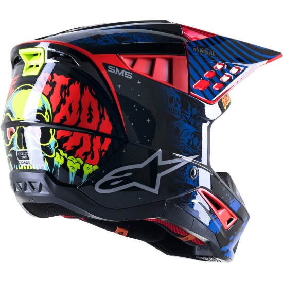 Capacete Alpinestars Sm5 Solar Flare Black / Blue / Fluo Red