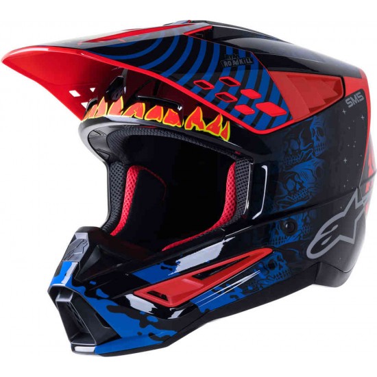 Capacete Alpinestars Sm5 Solar Flare Black / Blue / Fluo Red