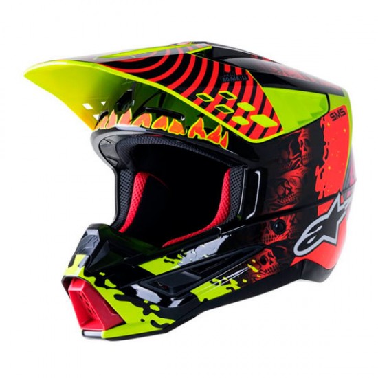 Capacete Alpinestars Sm5 Solar Flare Black / Red / Yellow Fluo