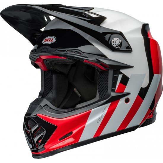 Capacete Bell Moto-9S Flex Hello Cousteau Stripes Gloss White