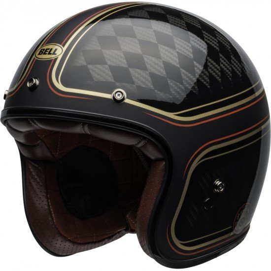 Capacete Bell Custom 500 Carbon RSD Checkmate Matte Gloss Black / Gold