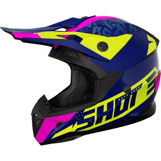 Capacete Criança PULSE AIRFIT Azul/Amarelo Neon/Rosa Brilhan Shot