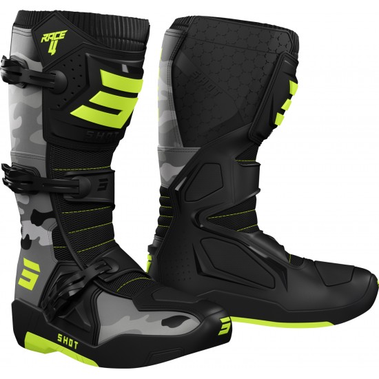 Botas RACE 4 Camo/Amarelas Neon Shot