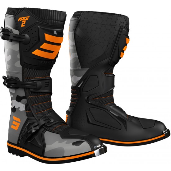 Botas RACE 2 Camo/Laranja Neon Shot