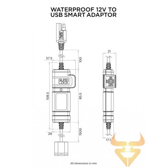 Adaptador Impermeável 12V para USB Quad Lock