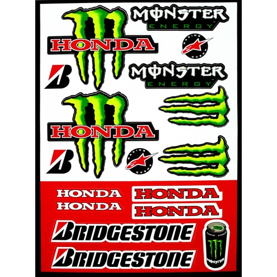 Folha Autocolantes Monster Honda