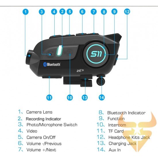 Intercomunicador SCS S11 Bluetooth (Câmara)