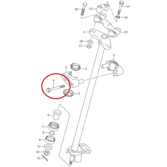 Parafuso Casquilho Coluna Direção Original 01550-0875A Suzuki Ltz 400 k9