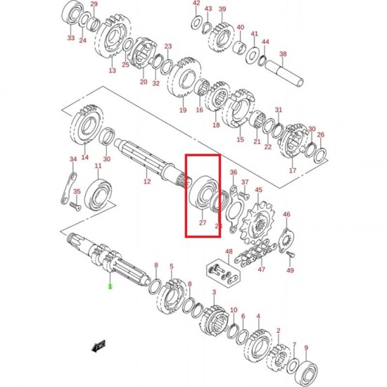 Rolamento de Transmissão Origem 09262-25125 Suzuki Ltz 400