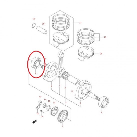 Rolamento de Cambota Origem 09262-30116 Suzuki Ltr 450