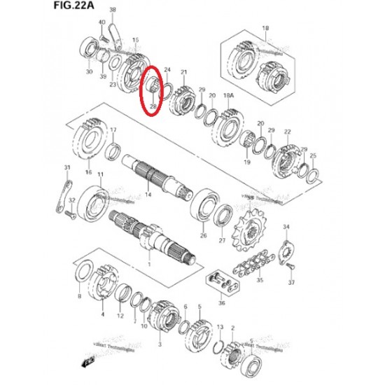 Casquilho Caixa 1ª Velocidade 09300-22008 Suzuki Ltr 450