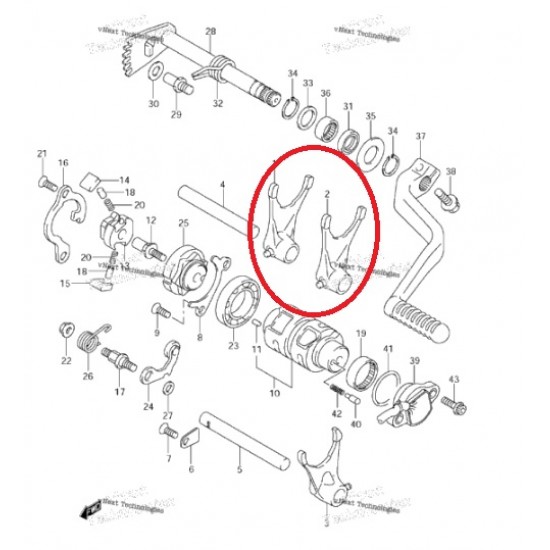 Garfo Caixa de Velocidades Original 25211-45G00 Suzuki Ltr 450 